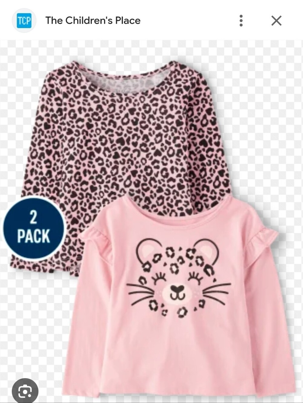 Nwt Sz 4T The Children's Place Toddler Girls Leopard Top 2 Pk